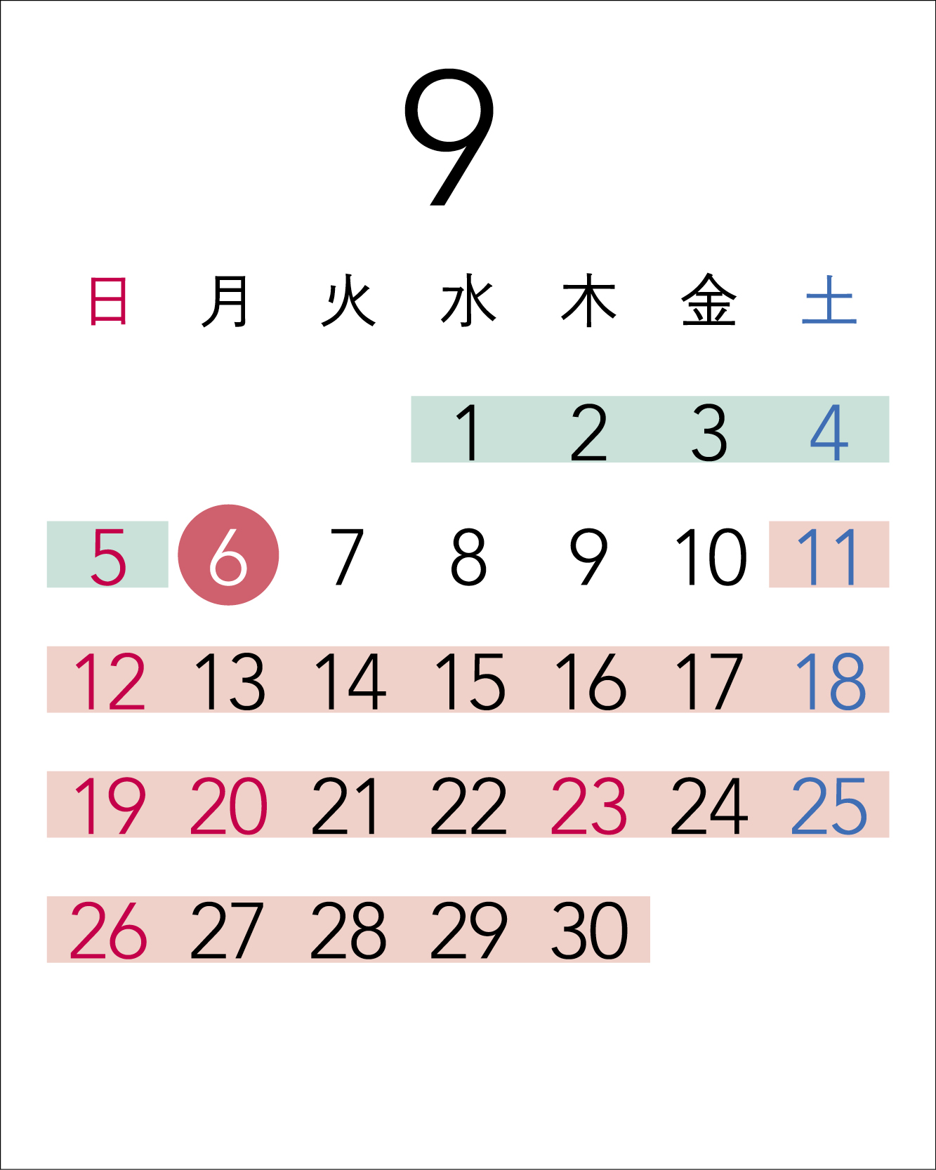 Calendar in September