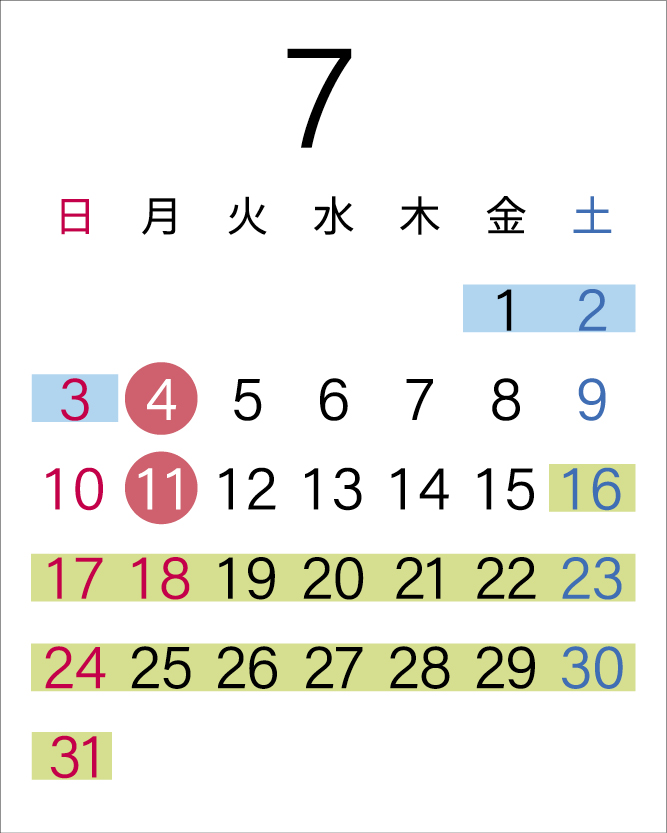 Calendar in July