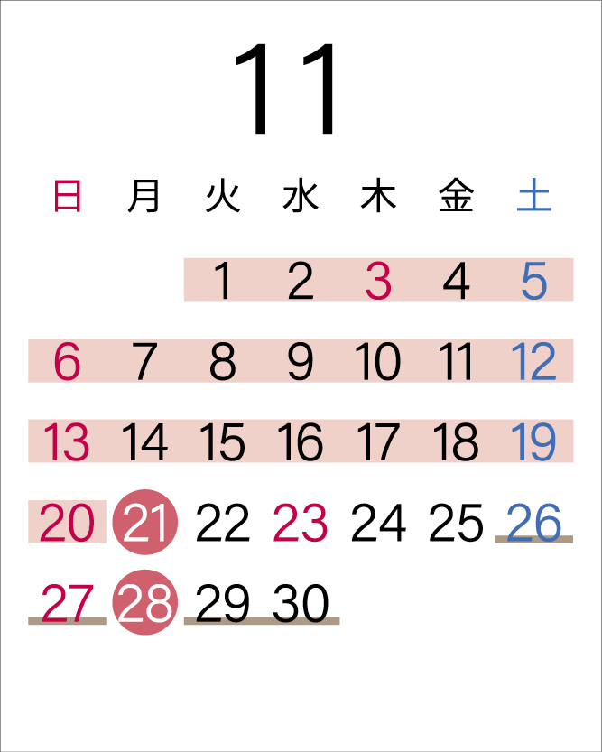 Calendar in November