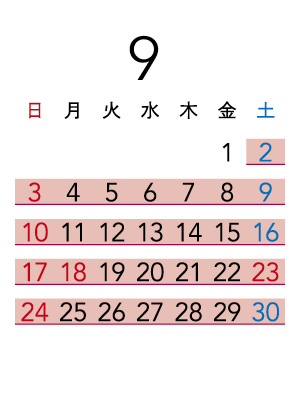 Calendar in September
