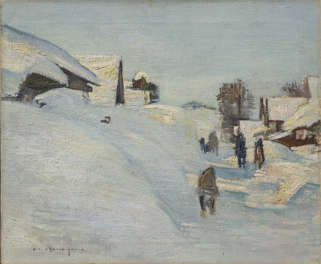 風景画 湖畔の白い古城 D.ミラトゥール 69/150 ひろしま美術館